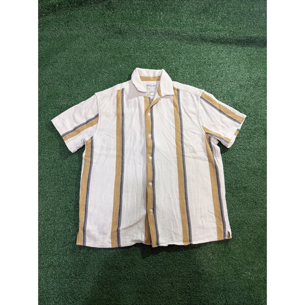Arizona Jean Co Men's Striped Knit Button Shirt Size Small Textured Cotton